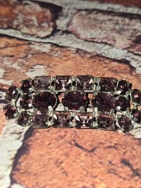 Vintage Purple Crystal Bar Brooch - Women's Jewelry
